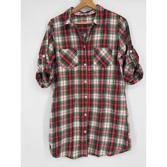 Victoria's Secret Other - Victoria's Secret Plaid Flannel Pajama Sleep Shirt XS Red‎